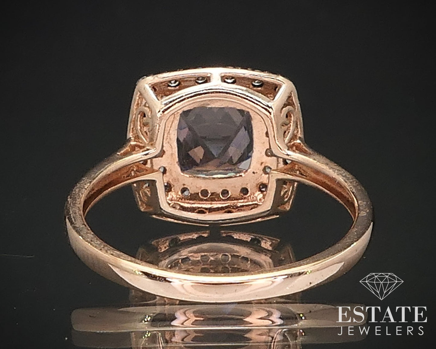 10k Rose Gold Cushion Natural Morganite & Diamond Halo Ring 2.4g i17030