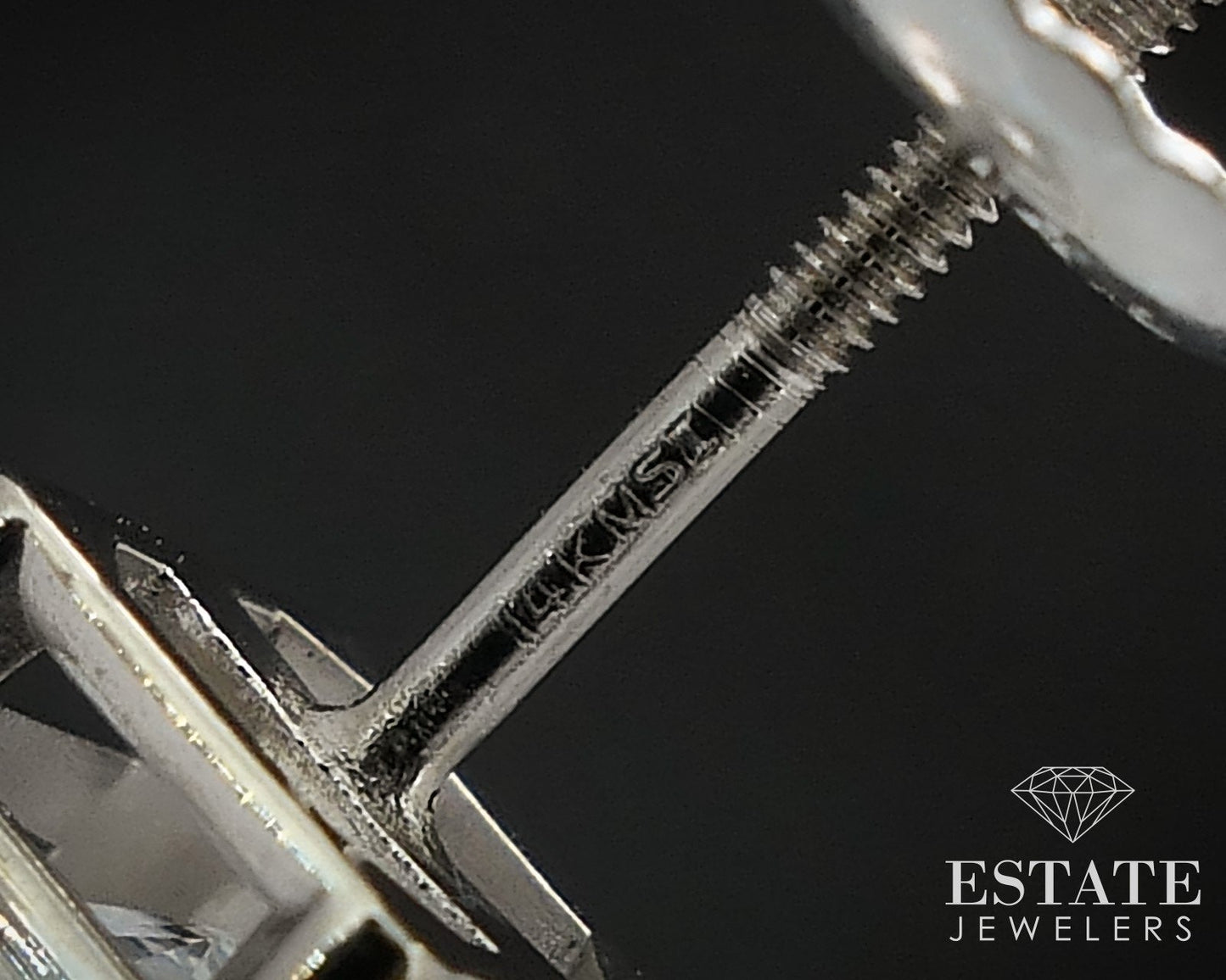 14k White Gold Princess Natural .80ctw Diamond Screw Back Earrings i17004