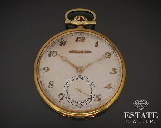 Antique Solid 18k Yellow Gold Tiffany & Co Longines Pocket Watch i17078