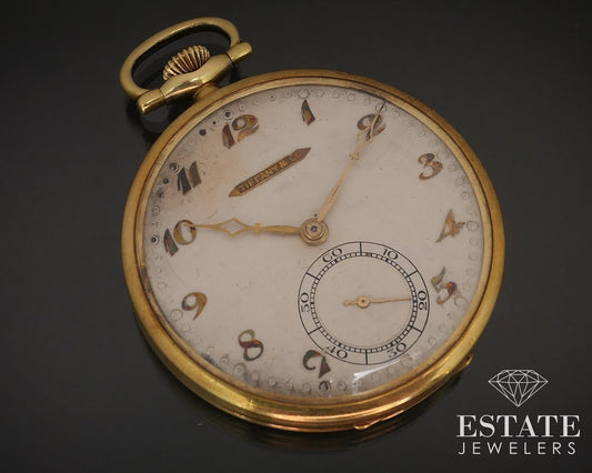 Antique Solid 18k Yellow Gold Tiffany & Co Longines Pocket Watch i17078