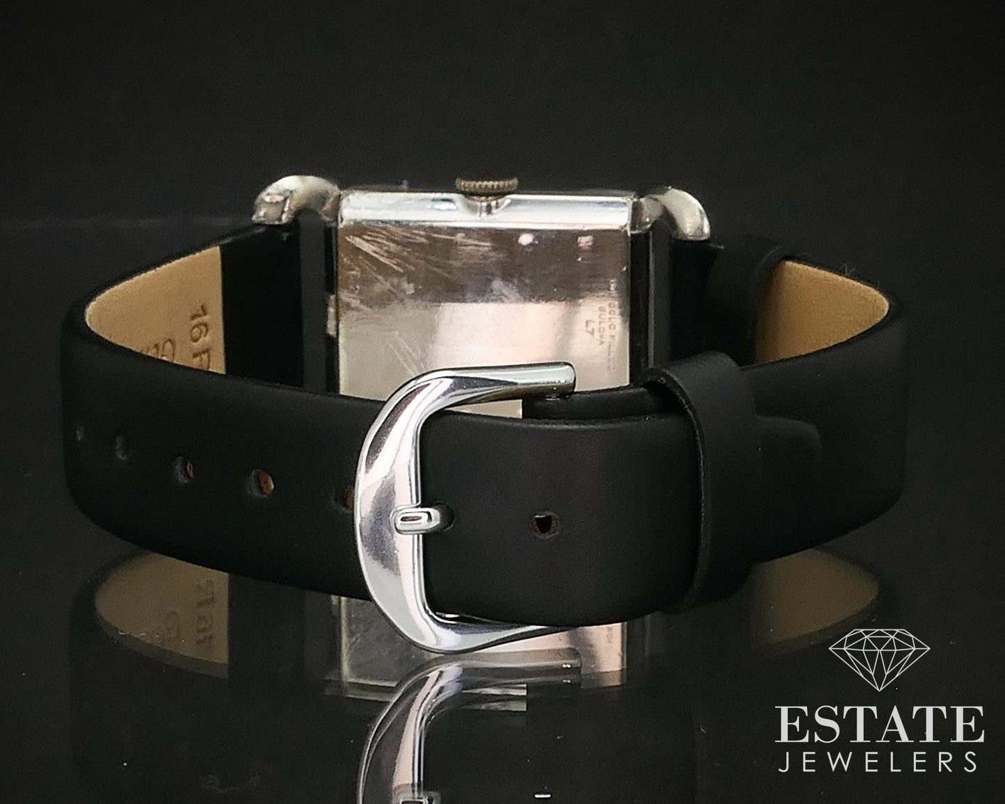 Vintage 1957 Gold Filled Bulova Black Pyramid Dial Fancy Lug Mens Watch i17066
