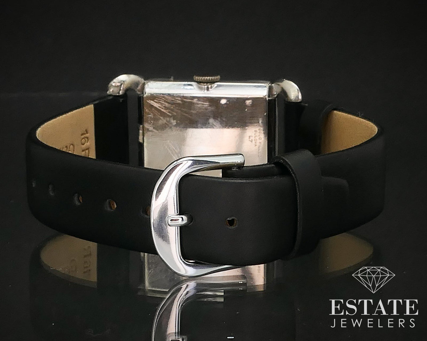 Vintage 1957 Gold Filled Bulova Black Pyramid Dial Fancy Lug Mens Watch i17066