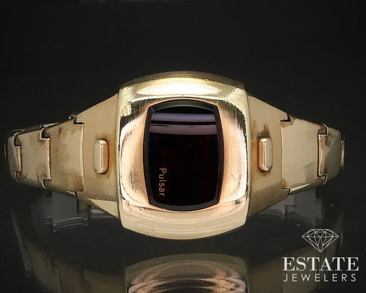 Vintage Gold Filled Pulsar Time Computer LED Bracelet Ladies Watch i17075