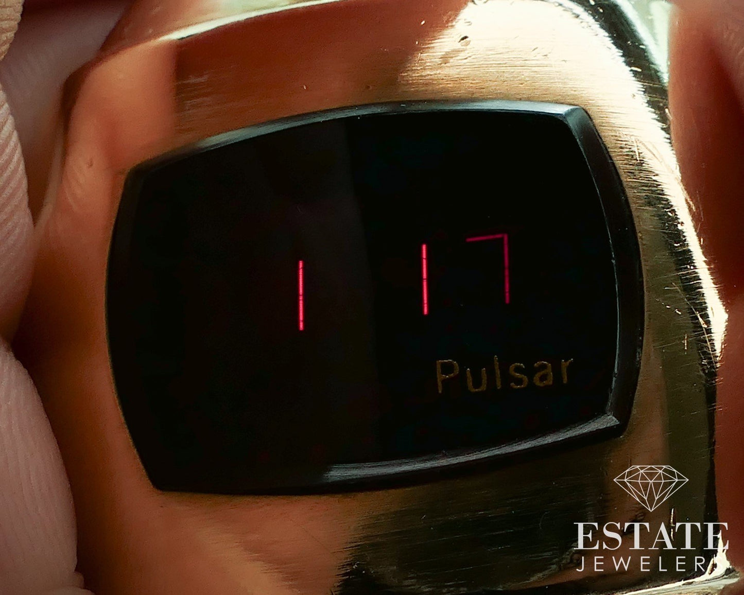 Vintage Gold Filled Pulsar Time Computer LED Bracelet Ladies Watch i17075