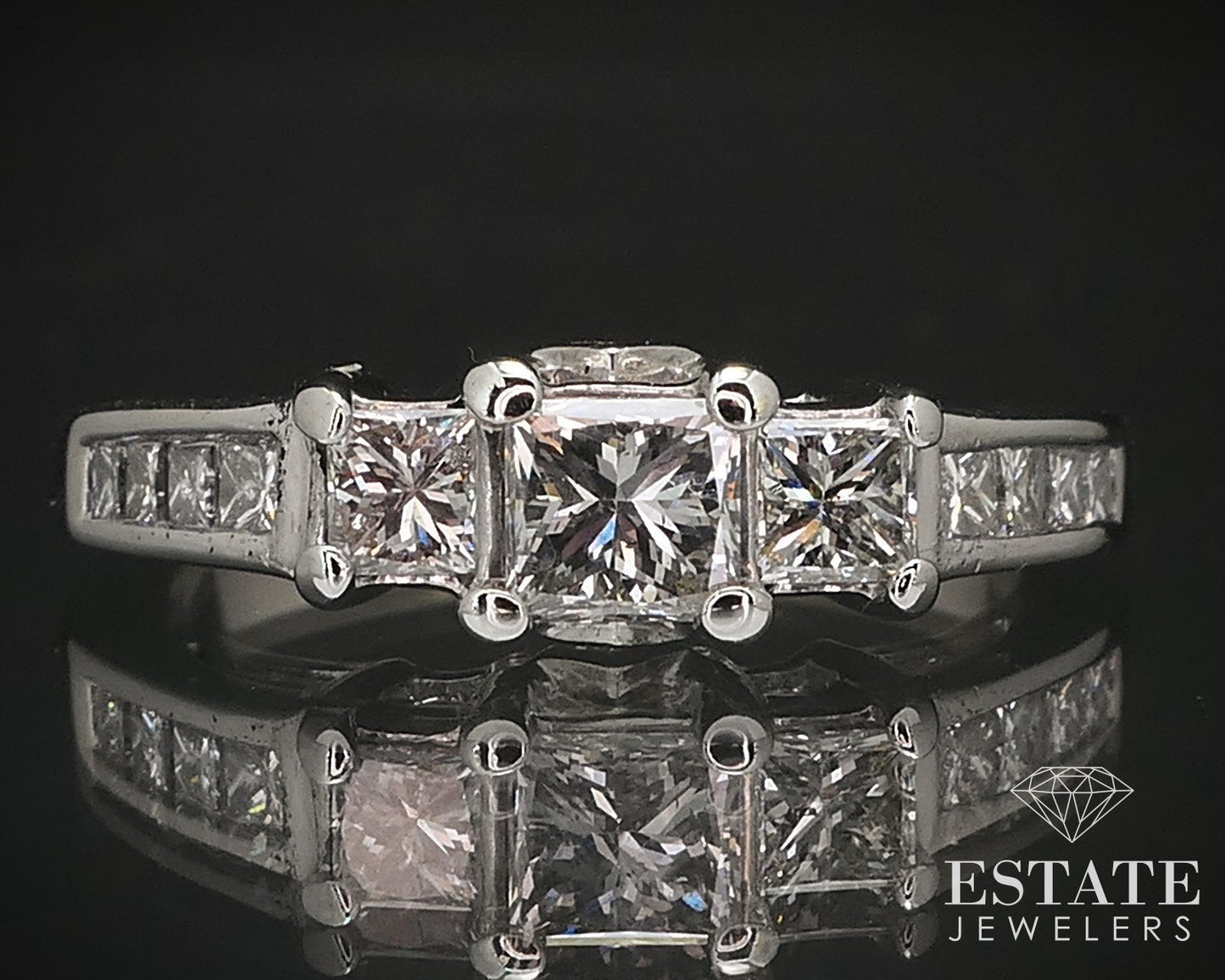14k White Gold Princess Natural .65ctw Diamond Engagement Ring 3.3g i17107