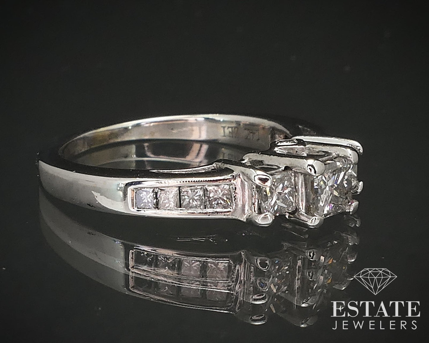 14k White Gold Princess Natural .65ctw Diamond Engagement Ring 3.3g i17107