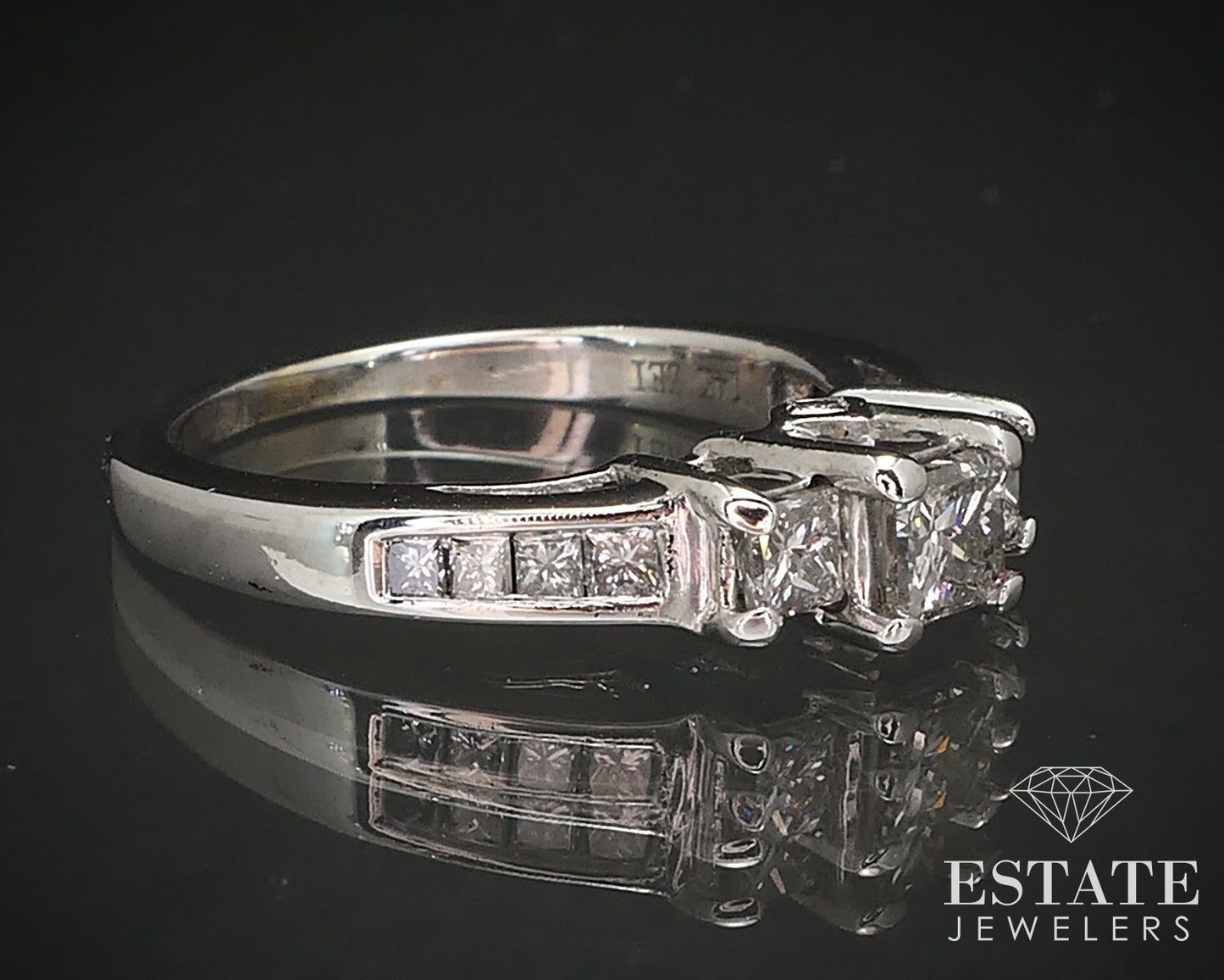 14k White Gold Princess Natural .65ctw Diamond Engagement Ring 3.3g i17107