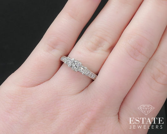 14k White Gold Princess Natural .65ctw Diamond Engagement Ring 3.3g i17107
