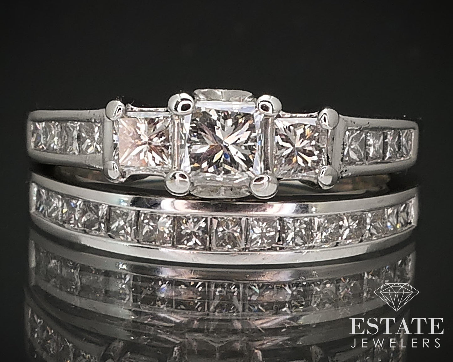 14k White Gold Princess Natural .65ctw Diamond Engagement Ring 3.3g i17107