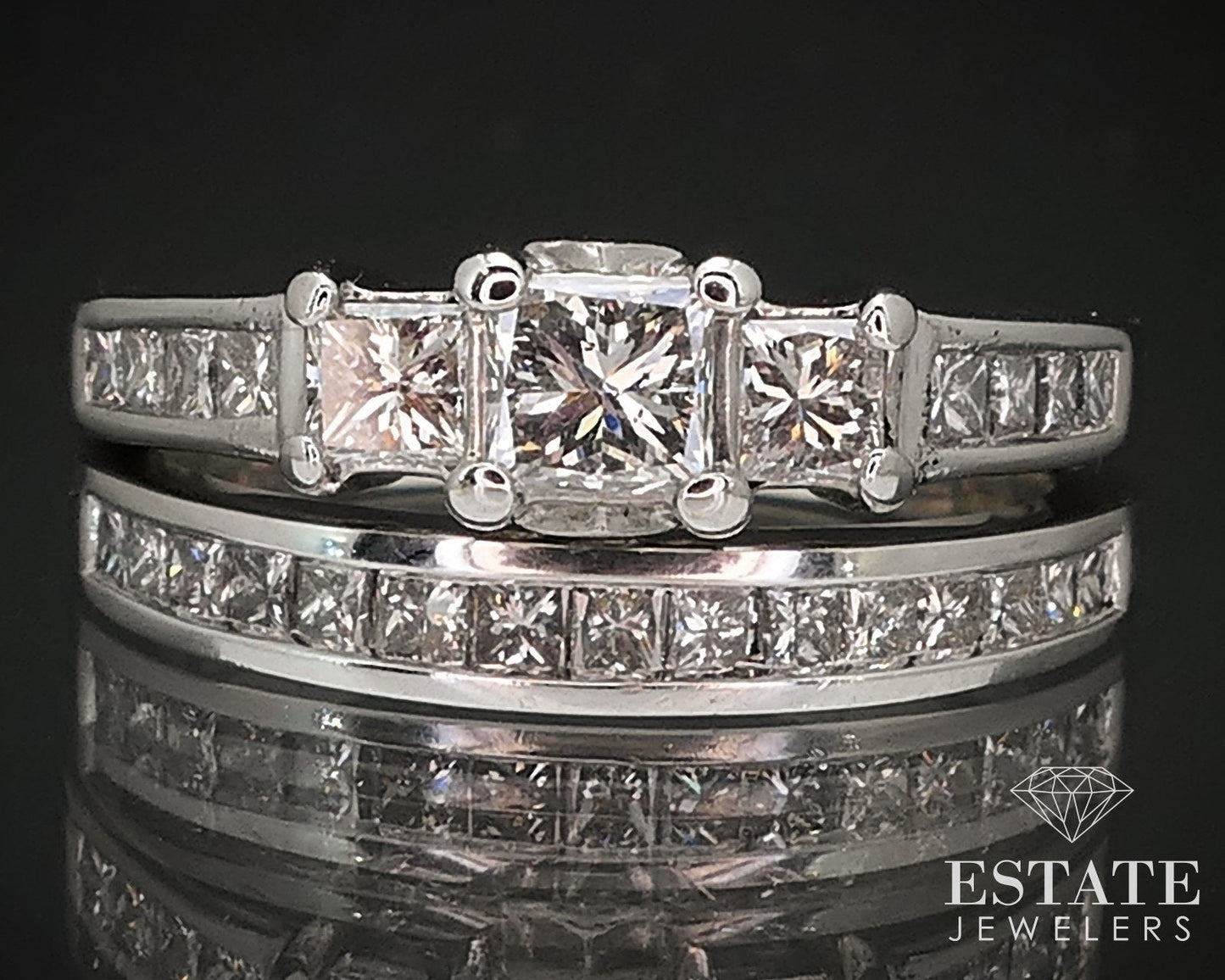 14k White Gold Princess Natural .65ctw Diamond Engagement Ring 3.3g i17107