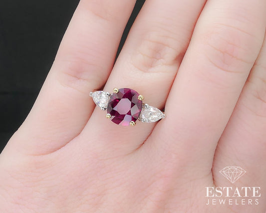 18k White Gold IGI Oval Natural 2.9ct Ruby & Diamond Ladies Ring 4.6g i17115