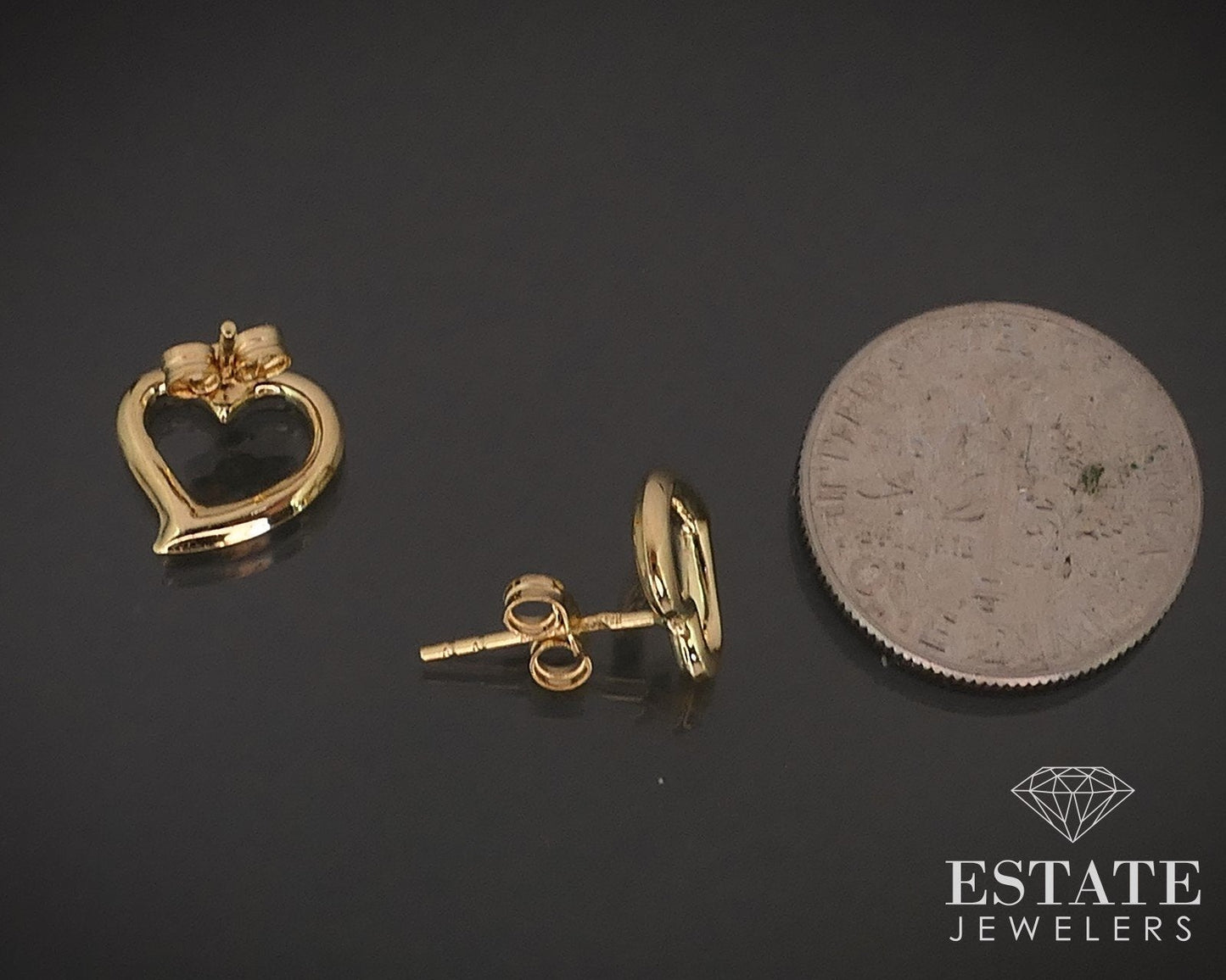 18k Yellow Gold Smooth Open Heart Stud Earrings 0.9g i17158b