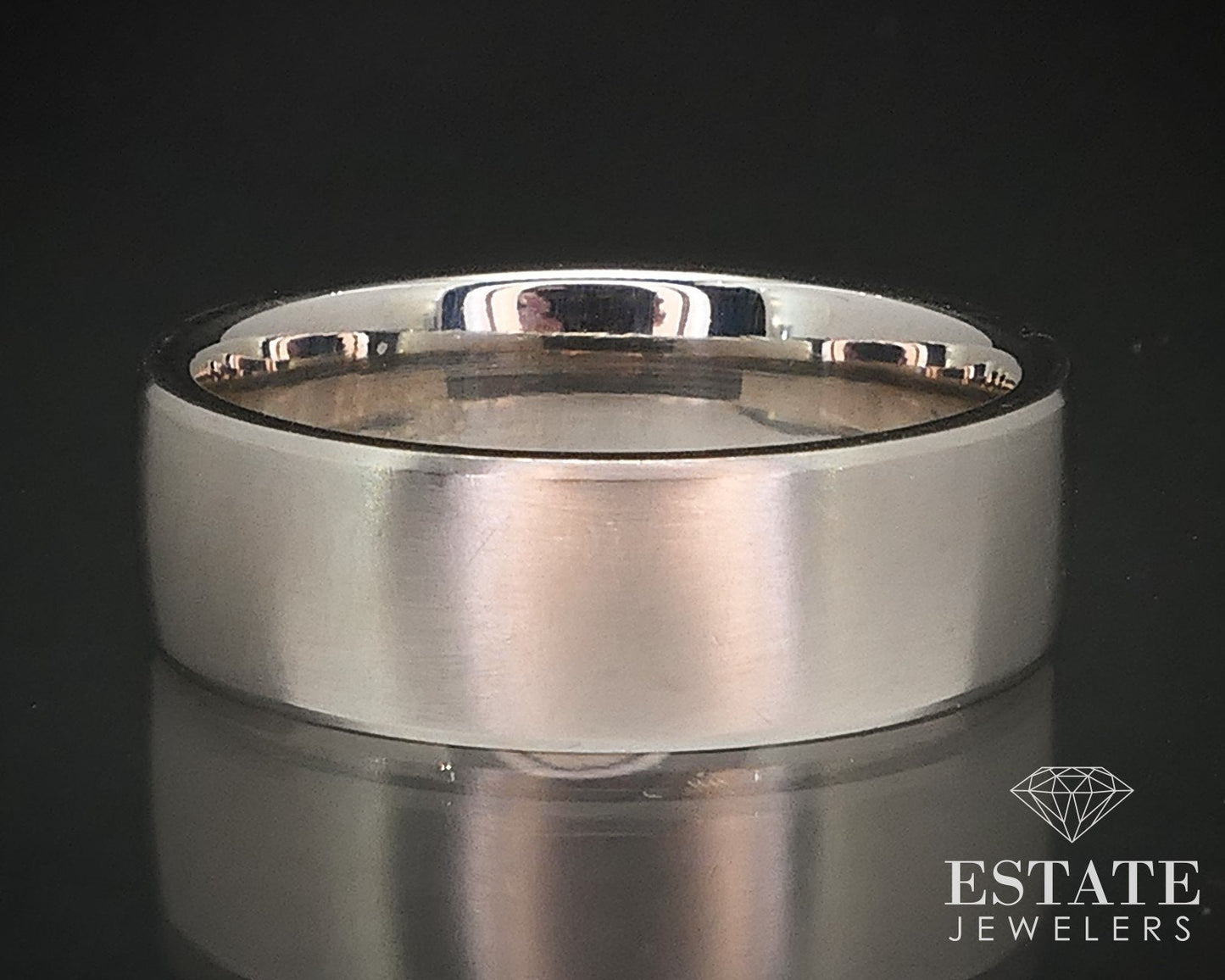 14k White Gold 7mm Brushed Mens Wedding Band Ring 10.7g i17187b