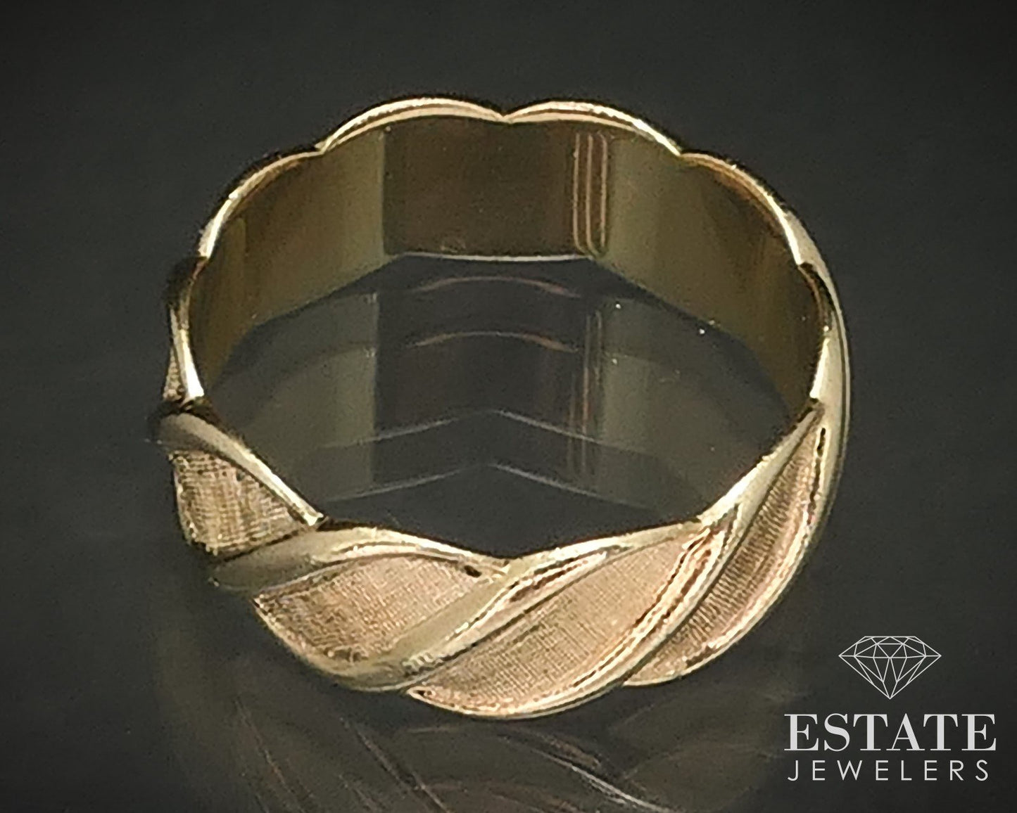Retro 14k Yellow Gold Free Form Modernist Ladies Band Ring 3.2g i17189b