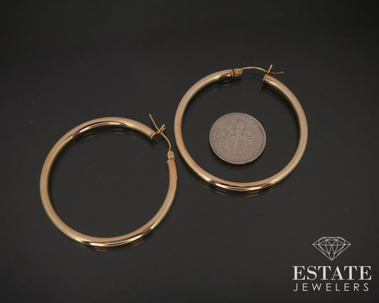 14k Yellow Gold 3.1mm Smooth Large Hoop Earrings 4.4g i17196b
