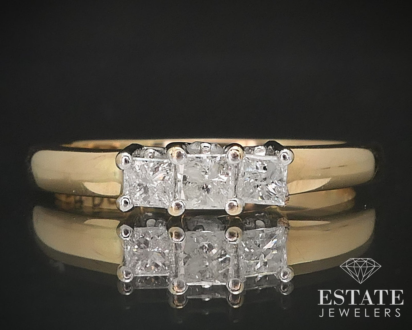 14k Yellow Gold Princess Natural .50ctw Diamond Engagement Ring 3.4g i17188b