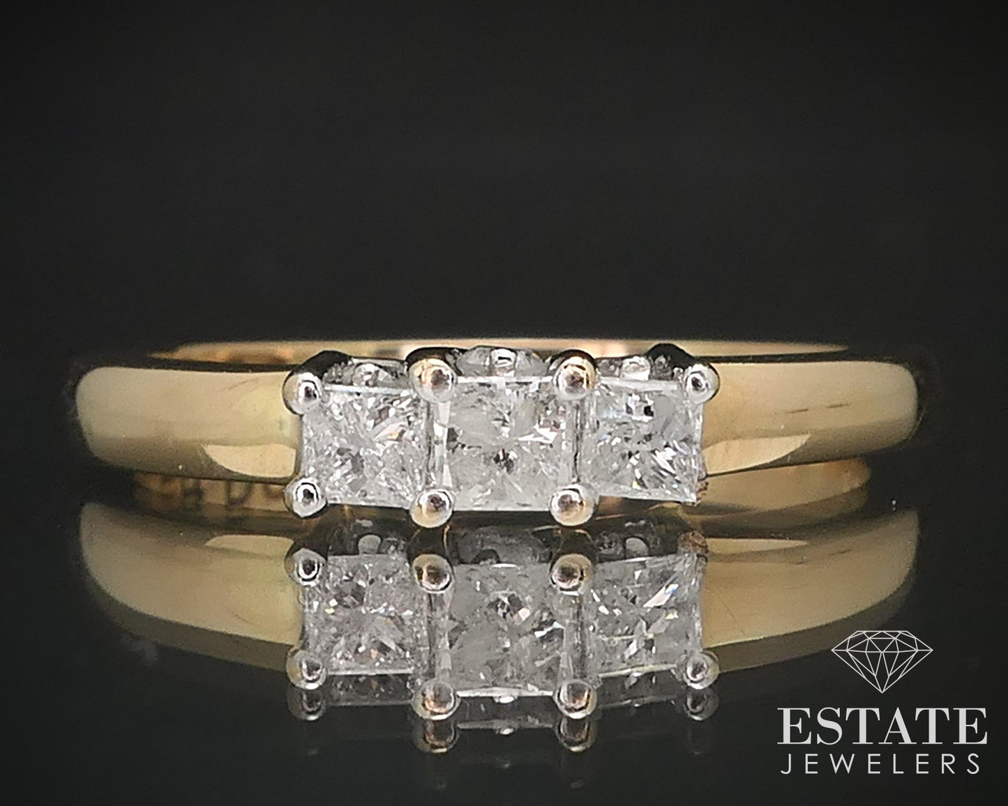 14k Yellow Gold Princess Natural .50ctw Diamond Engagement Ring 3.4g i17188b