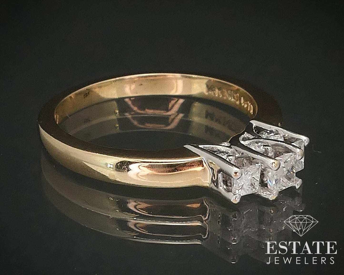 14k Yellow Gold Princess Natural .50ctw Diamond Engagement Ring 3.4g i17188b