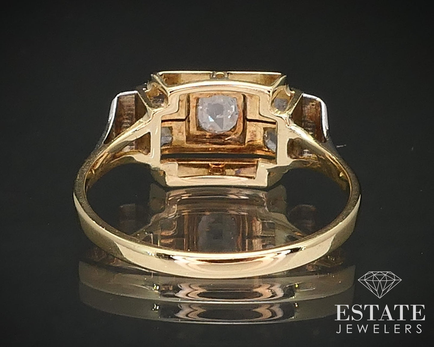 Antique 10k Yellow Gold Rose Cut .22ctw Diamond Engagement Ring 2.7g i17184