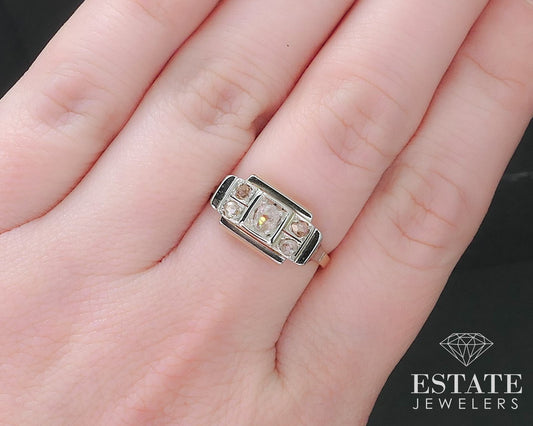 Antique 10k Yellow Gold Rose Cut .22ctw Diamond Engagement Ring 2.7g i17184