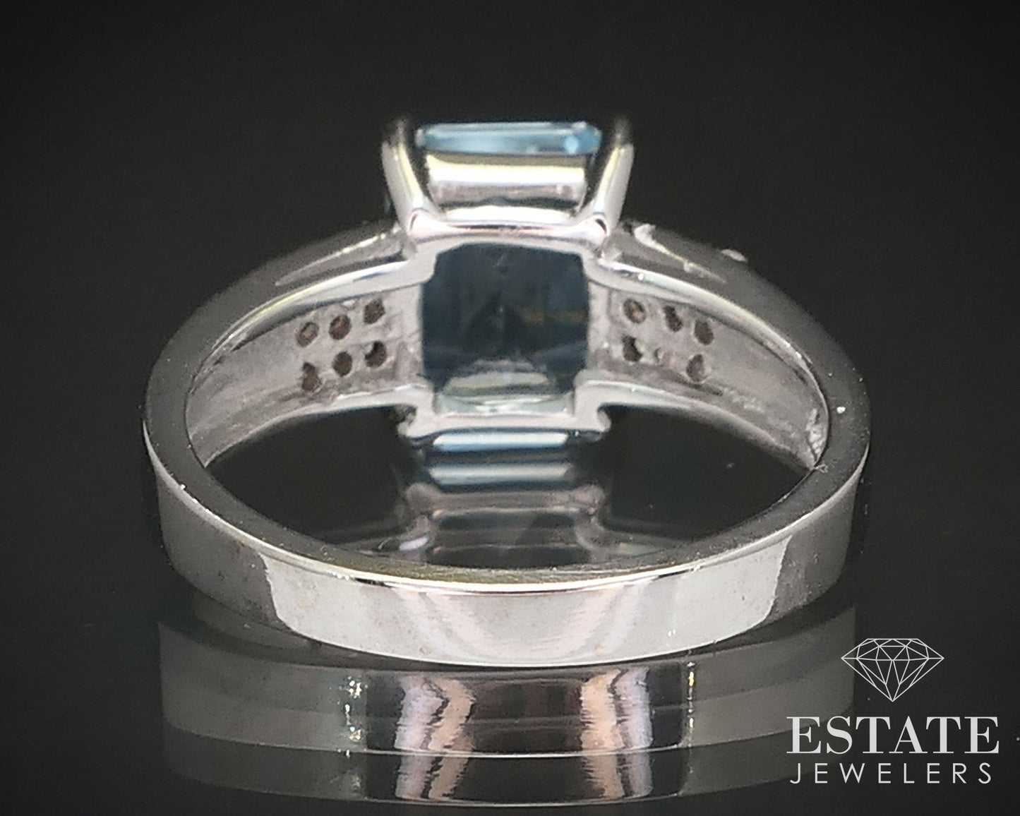 14k White Gold Natural 2ct Aquamarine & Diamond Ladies Ring 3.9g i17176