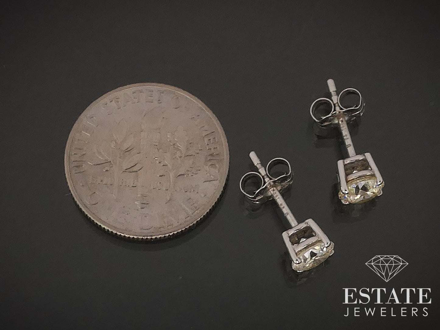 14k White Gold Round Natural .86ctw Diamond Stud Earrings i17216