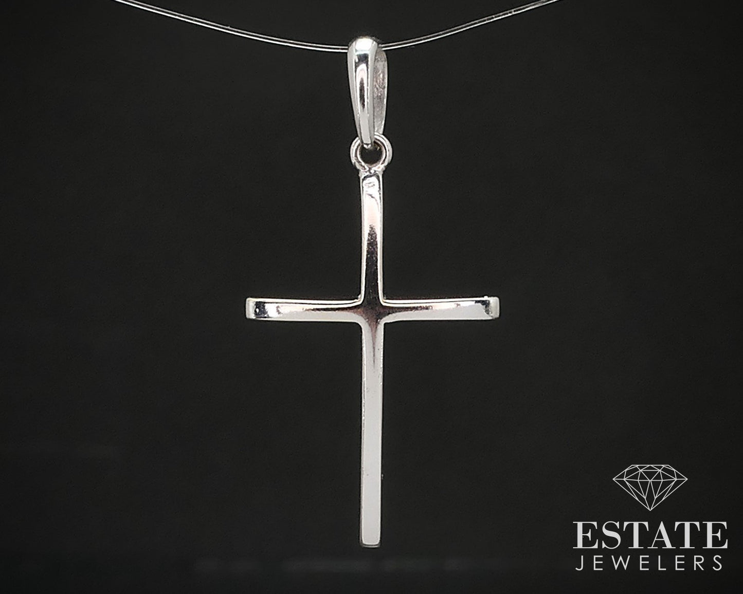 14k White Gold Smooth Cross Ladies Pendant 1.4g i17222b