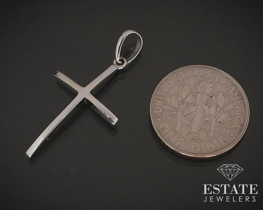 14k White Gold Smooth Cross Ladies Pendant 1.4g i17222b