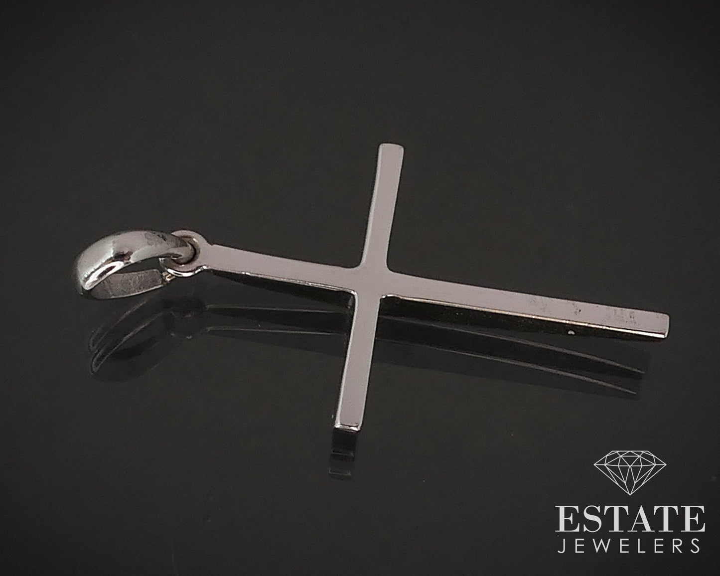 14k White Gold Smooth Cross Ladies Pendant 1.4g i17222b