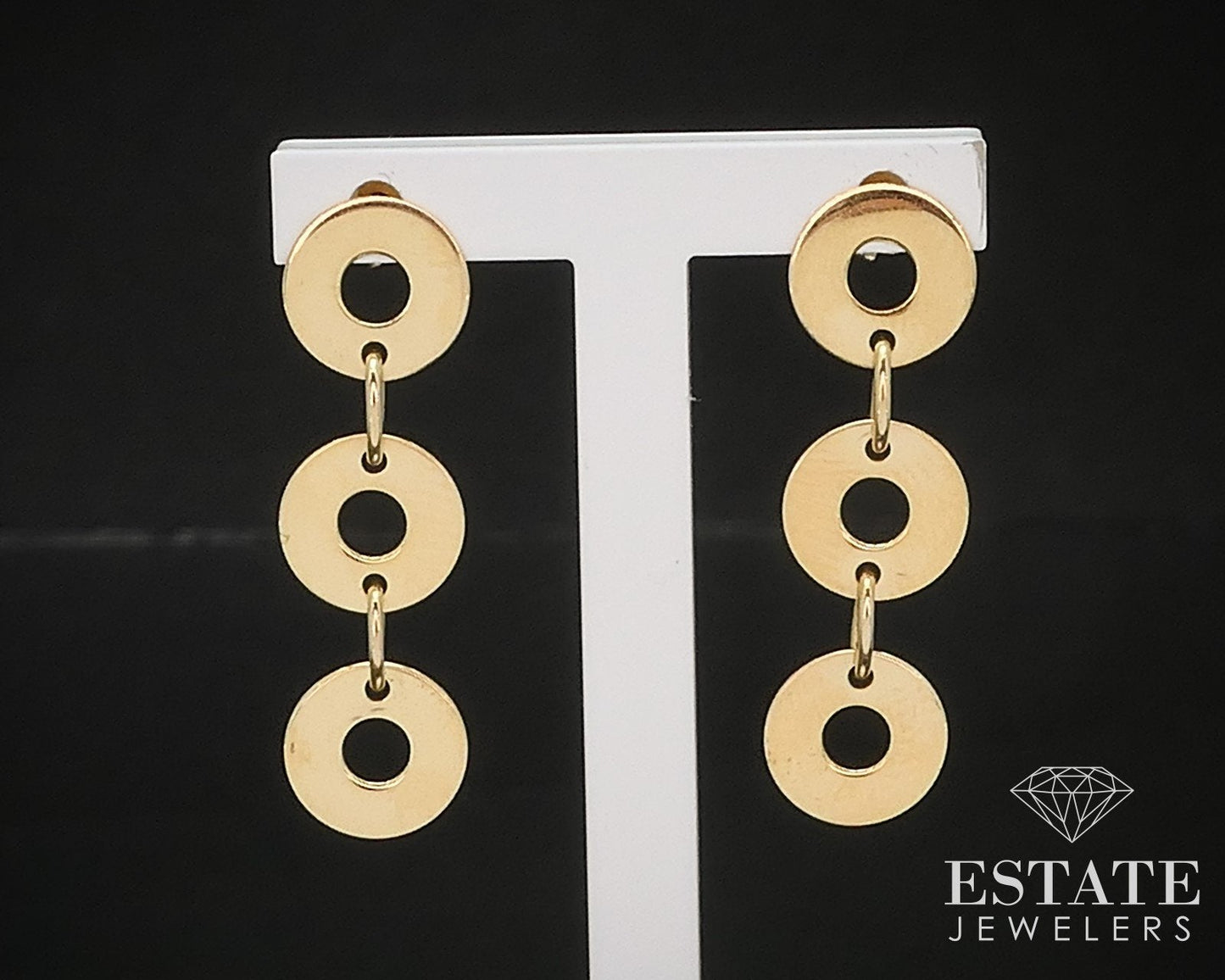 14k Yellow Gold Circle Ladies Dangle Earrings 1.9g i17136b