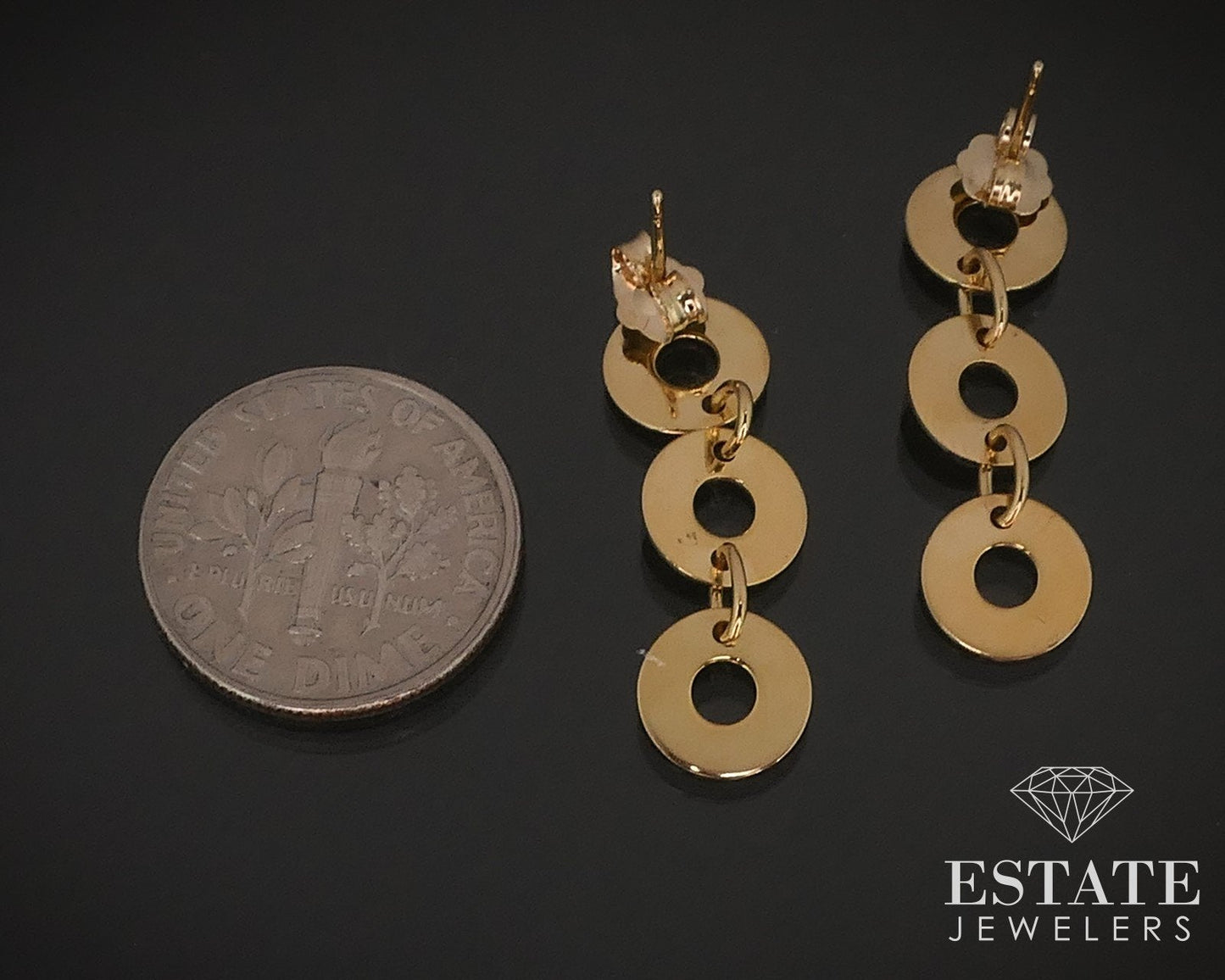 14k Yellow Gold Circle Ladies Dangle Earrings 1.9g i17136b