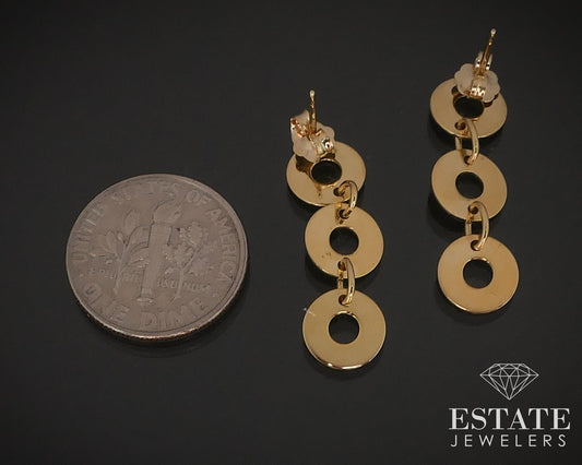 14k Yellow Gold Circle Ladies Dangle Earrings 1.9g i17136b