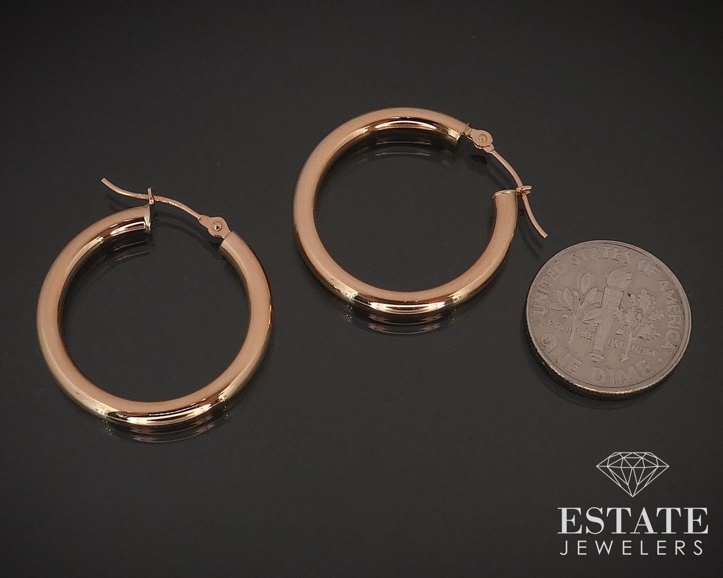 14k Rose Gold 3mm Smooth Hoop Ladies Earrings 1.7g i17132b