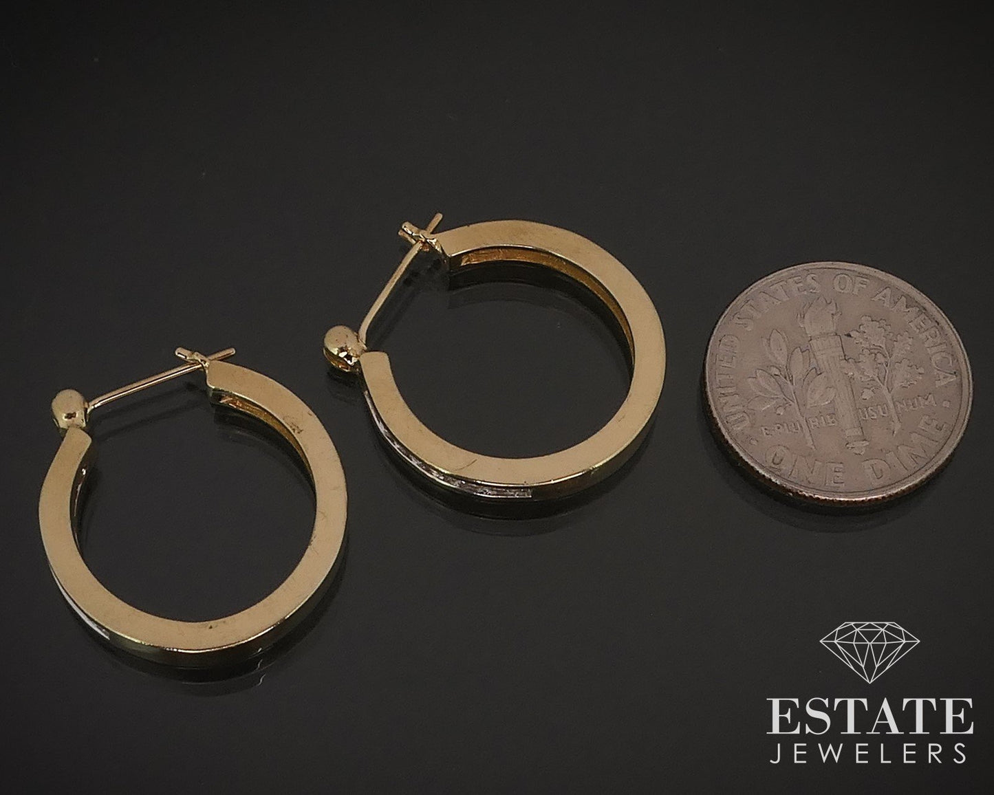 14k Yellow Gold Natural .25ctw Diamond Ladies Hoop Earrings 4.8g i17120b