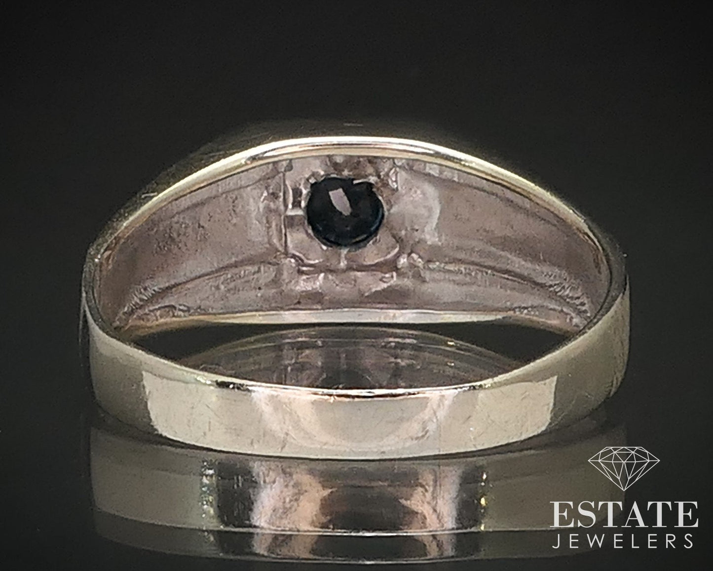 Vintage 14k White Gold Natural Blue Sapphire Mens Band Ring 4.8g i17140b