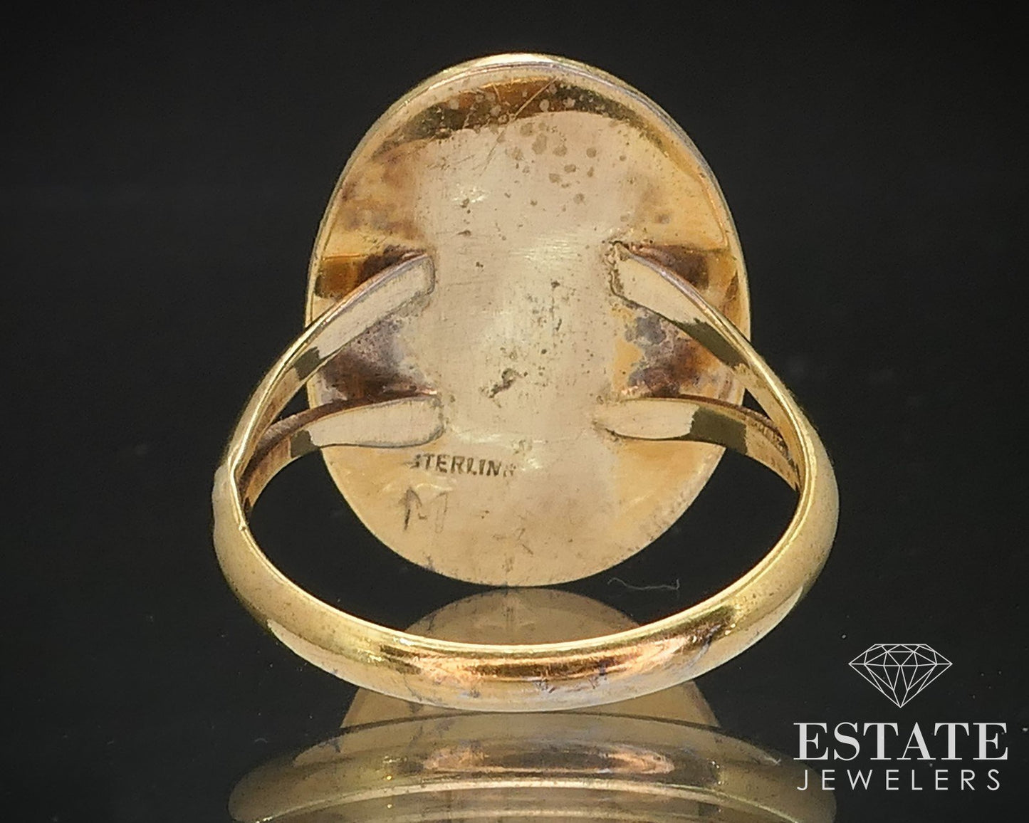 Vintage Sterling Vermeil Signed Navajo Natural Turquoise Ring 4.9g i17284