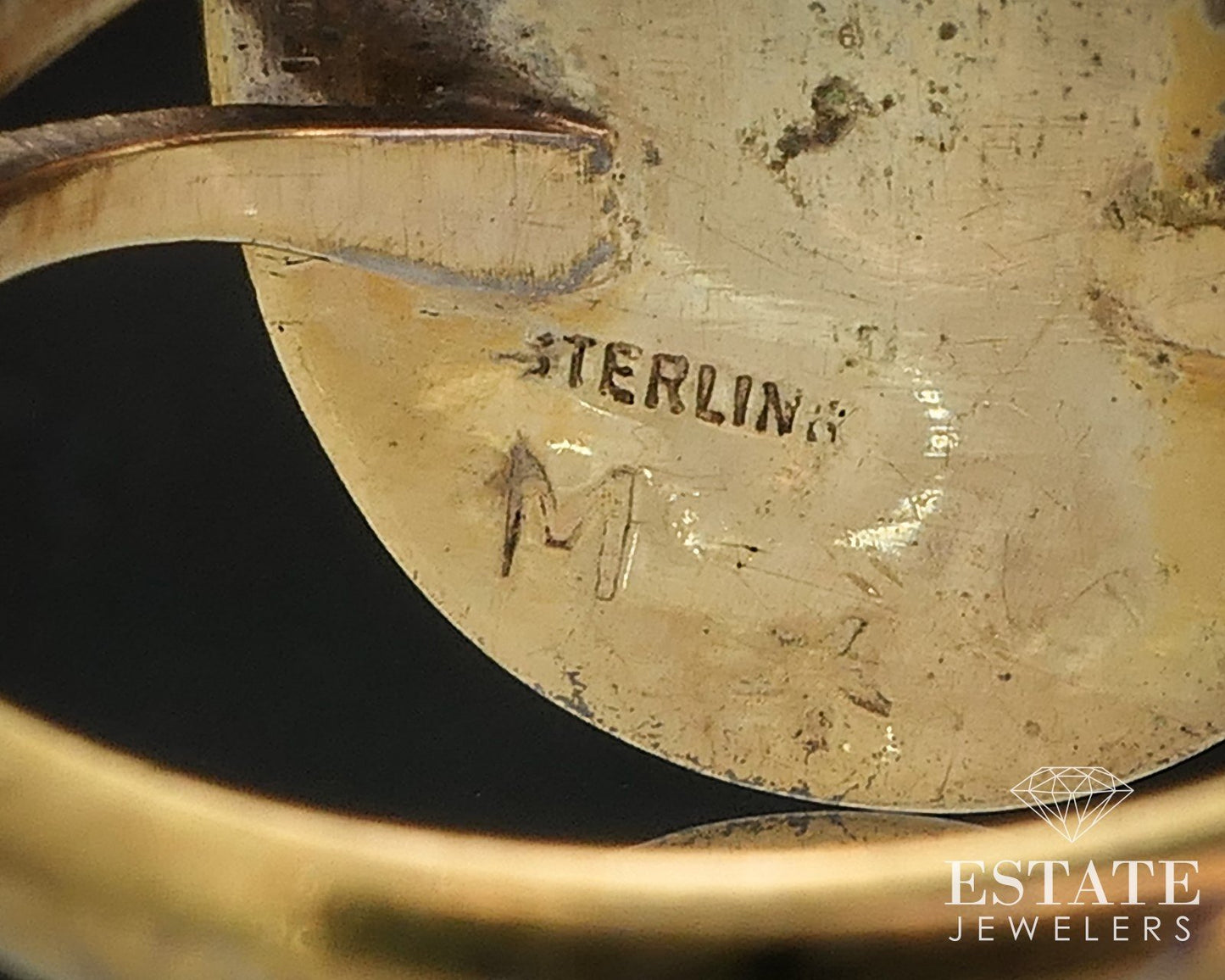 Vintage Sterling Vermeil Signed Navajo Natural Turquoise Ring 4.9g i17284