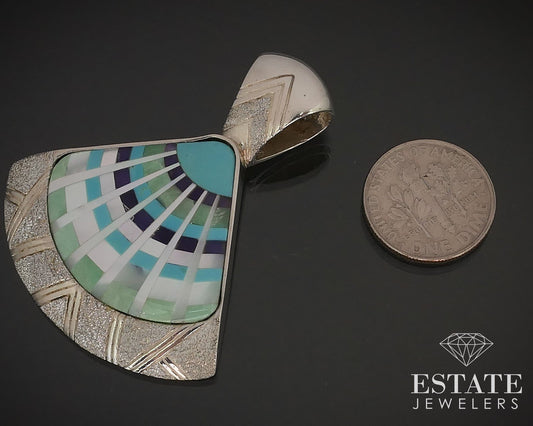 Sterling 925 Carolyn Pollack Multi Gem Seashell Pendant 17.9g i17273