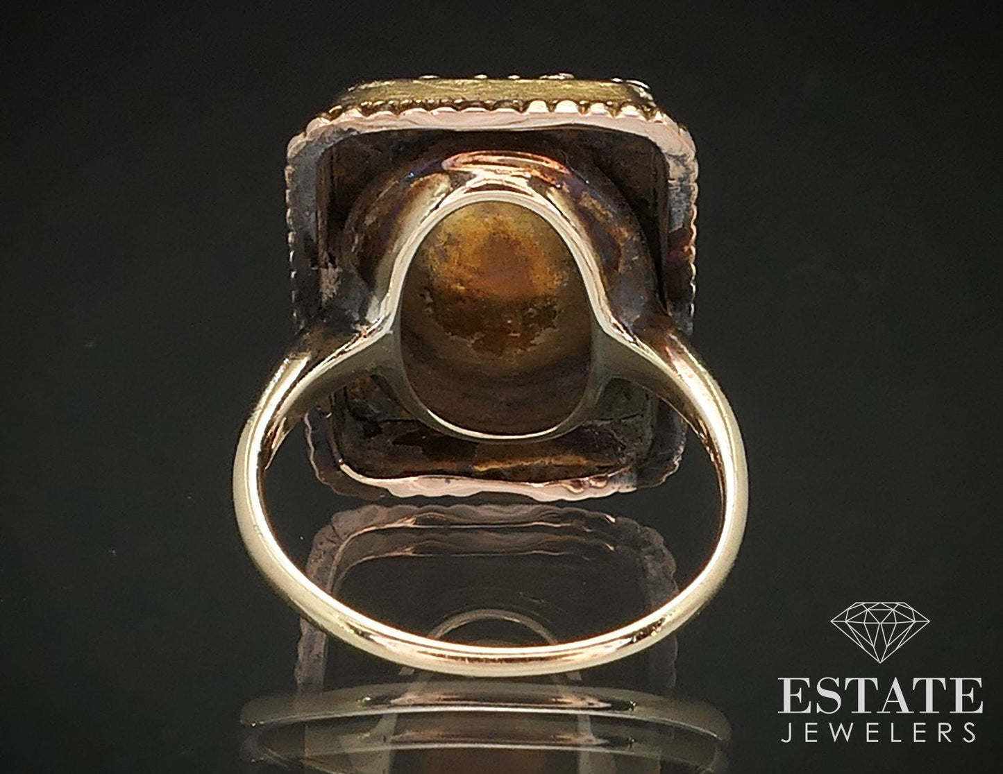 Antique Victorian 14k Yellow Gold Bird & Nest Ladies Shield Ring 6.2g i17248