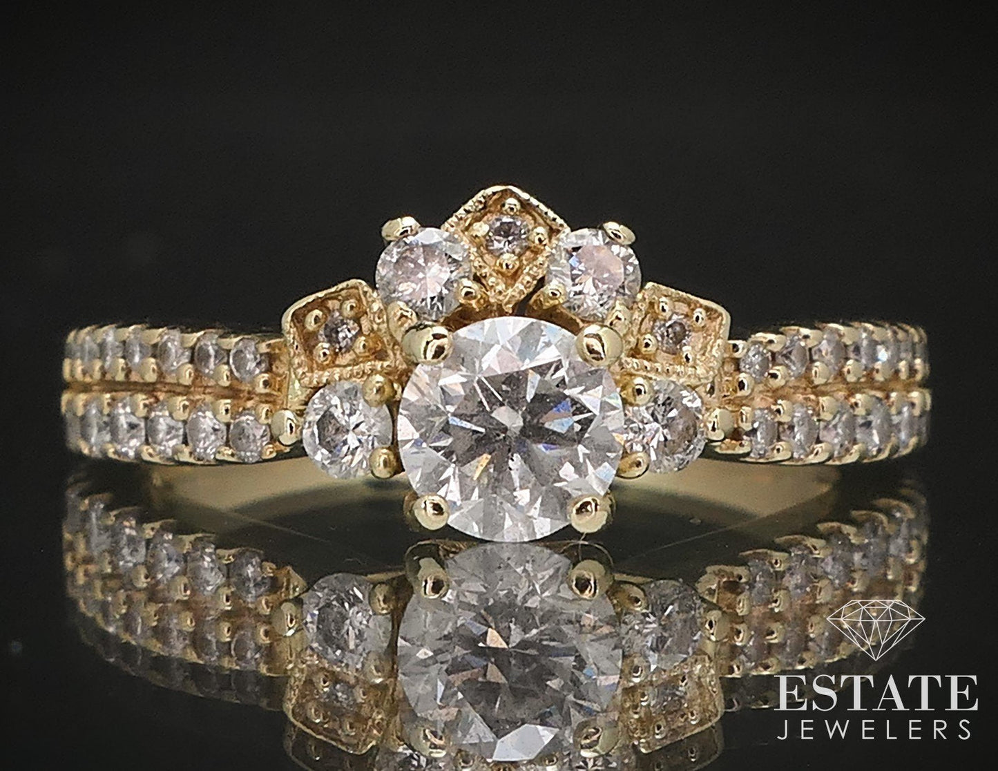 14k Yellow Gold Round Natural .55ctw Diamond Engagement Ring 3g i17254