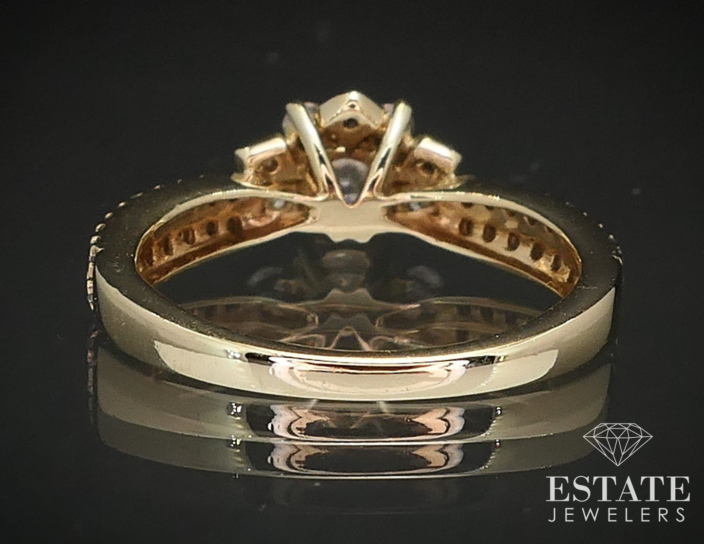 14k Yellow Gold Round Natural .55ctw Diamond Engagement Ring 3g i17254