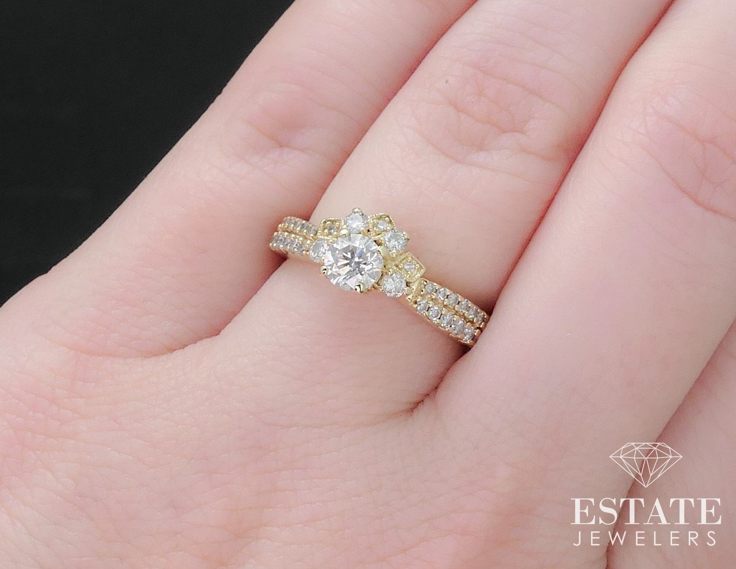14k Yellow Gold Round Natural .55ctw Diamond Engagement Ring 3g i17254