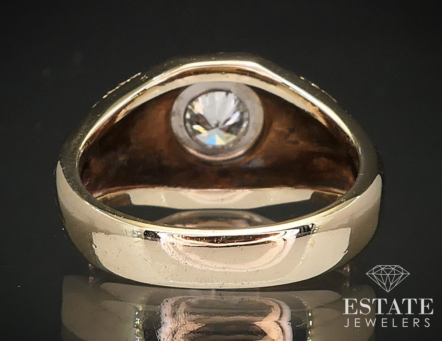Vintage 14k Yellow Gold Round Natural .46ct Diamond Band Ring 8.3g i17242