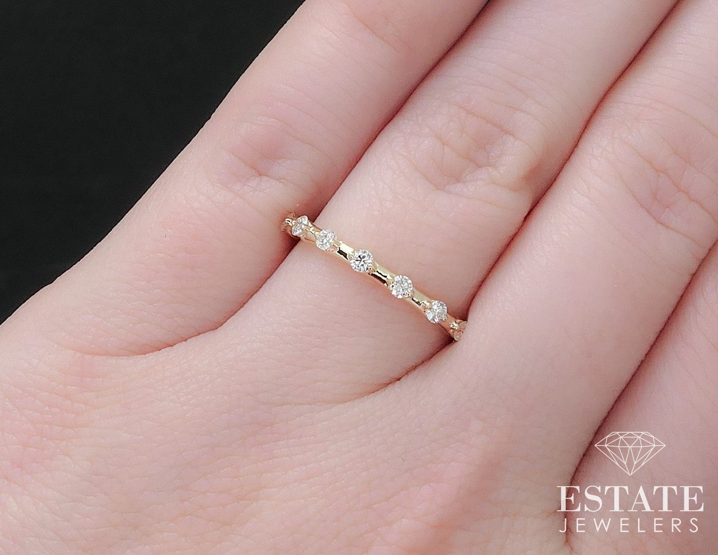 14k Yellow Gold Natural .24ctw Diamond Ladies Wedding Band Ring 1.6g i17239