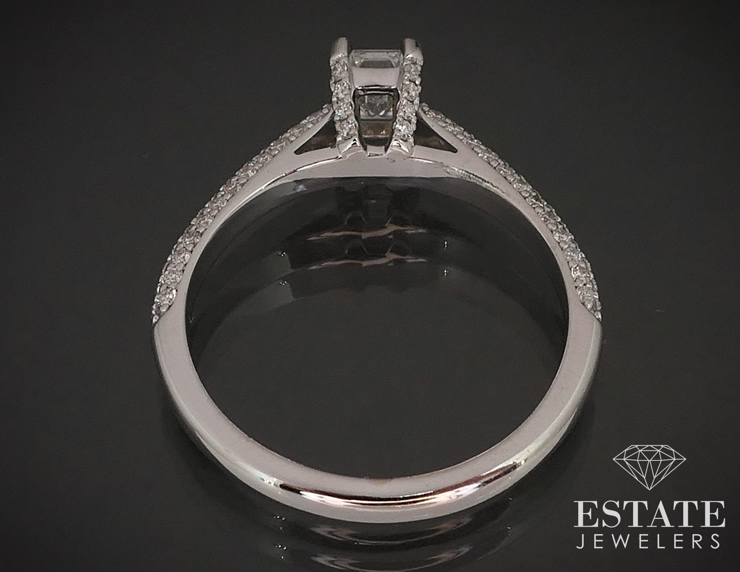 18k White Gold GIA Emerald Natural .91ctw Diamond Engagement Ring 4.3g i17261