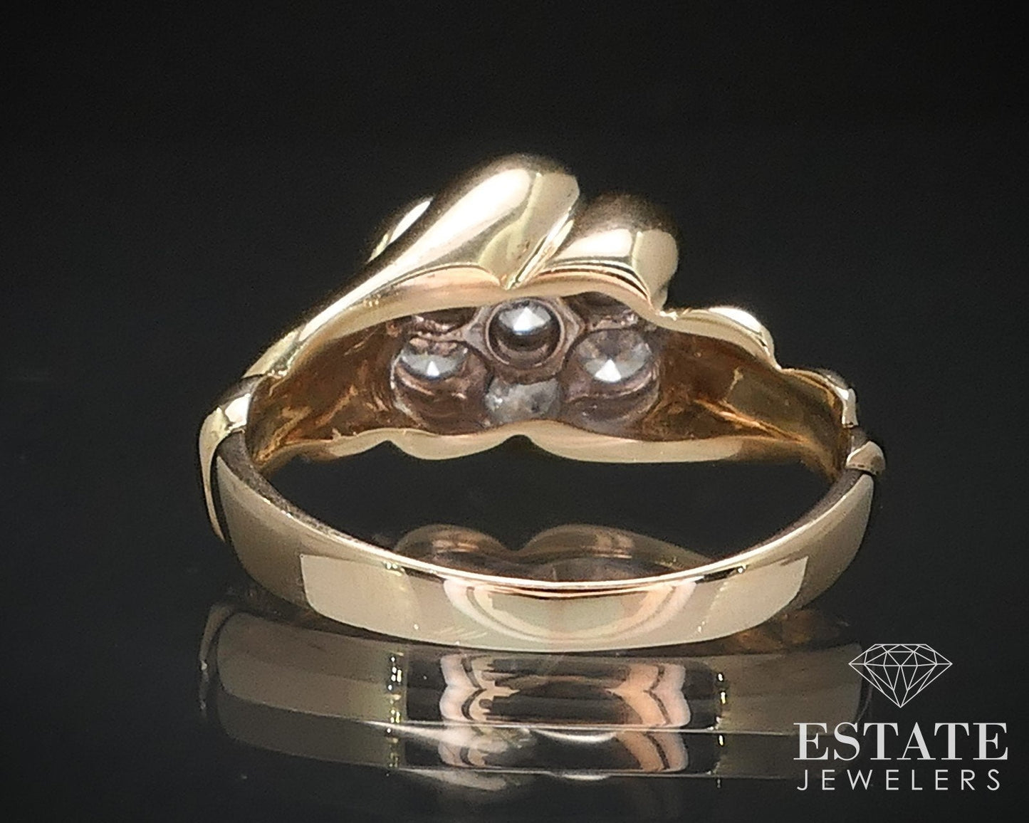 Vintage 14k Yellow Gold Natural .42ctw Diamond Kentucky Cluster Ring 3g i17311b