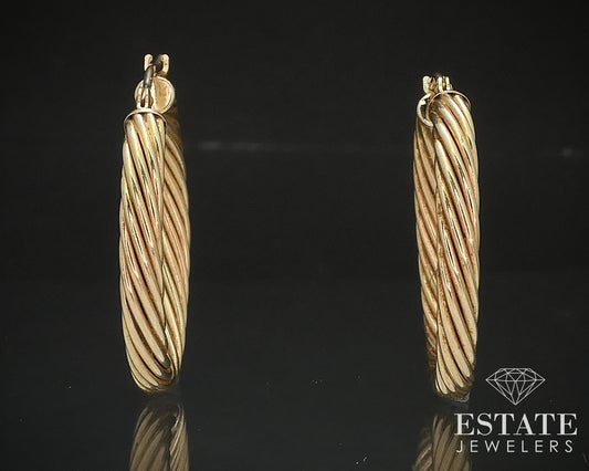 14k Yellow Gold 3mm Smooth Twisted Hoop Ladies Earrings 2.8g i17324b