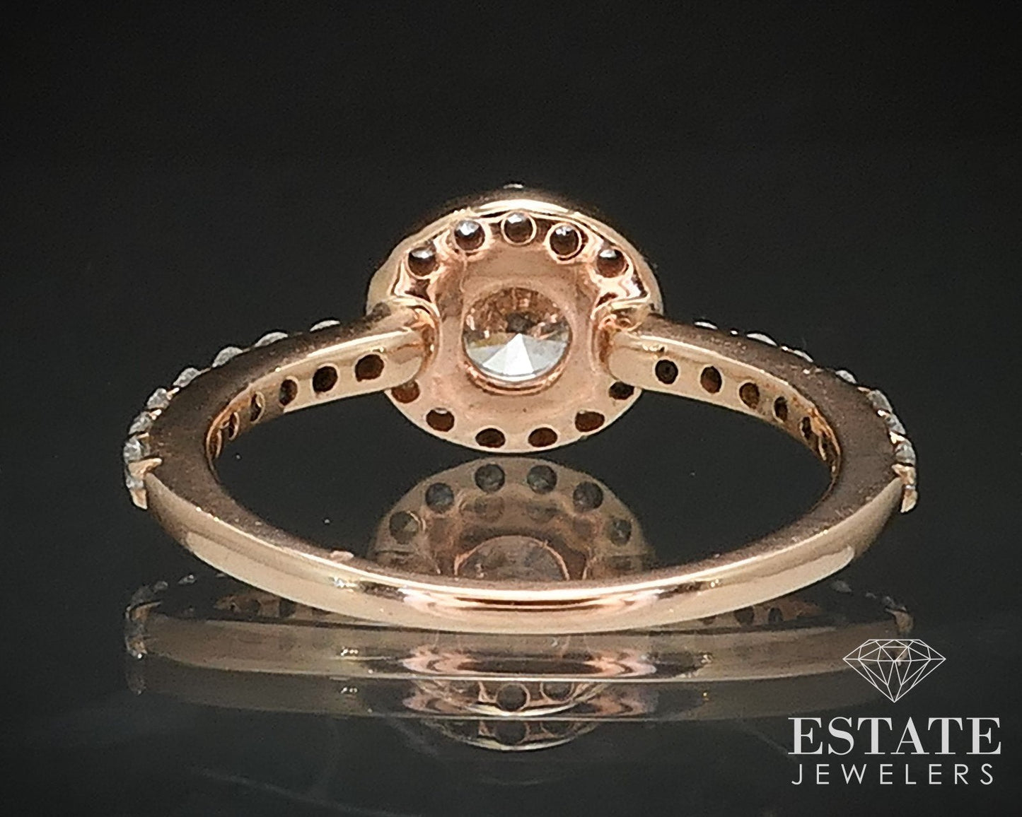 14k Rose Gold Round Natural .73ctw Diamond Halo Engagement Ring 2.8g i17317