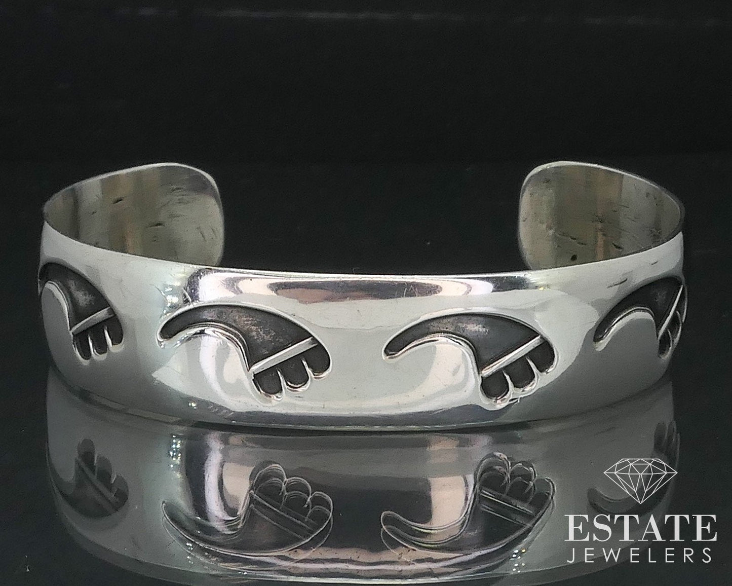 Vintage Sterling Hopi Overlay Ladies Cuff Bracelet 34.2g i17351