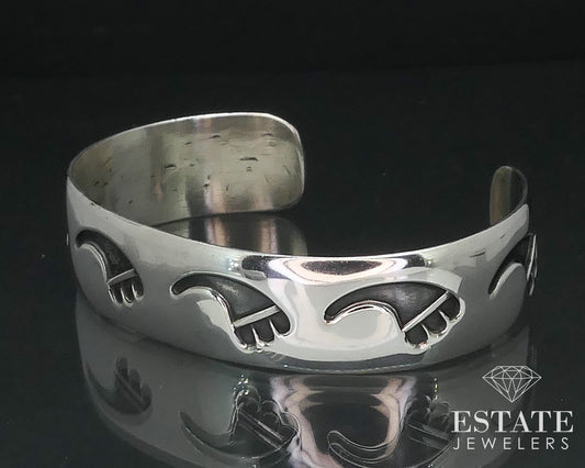 Vintage Sterling Hopi Overlay Ladies Cuff Bracelet 34.2g i17351